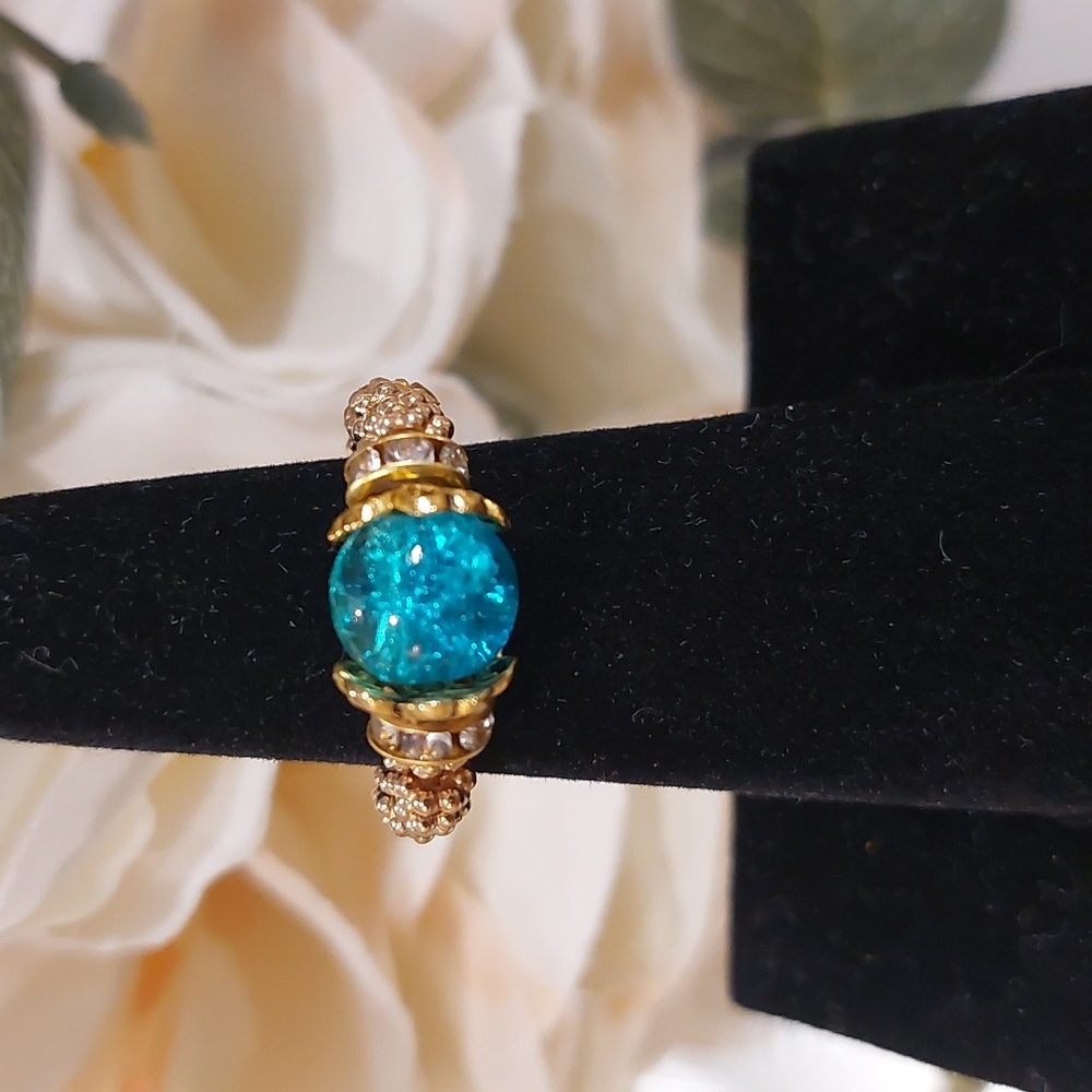Blue Green Bead w gold beads- READ BELOW FOR CUSTOM SIZING👇